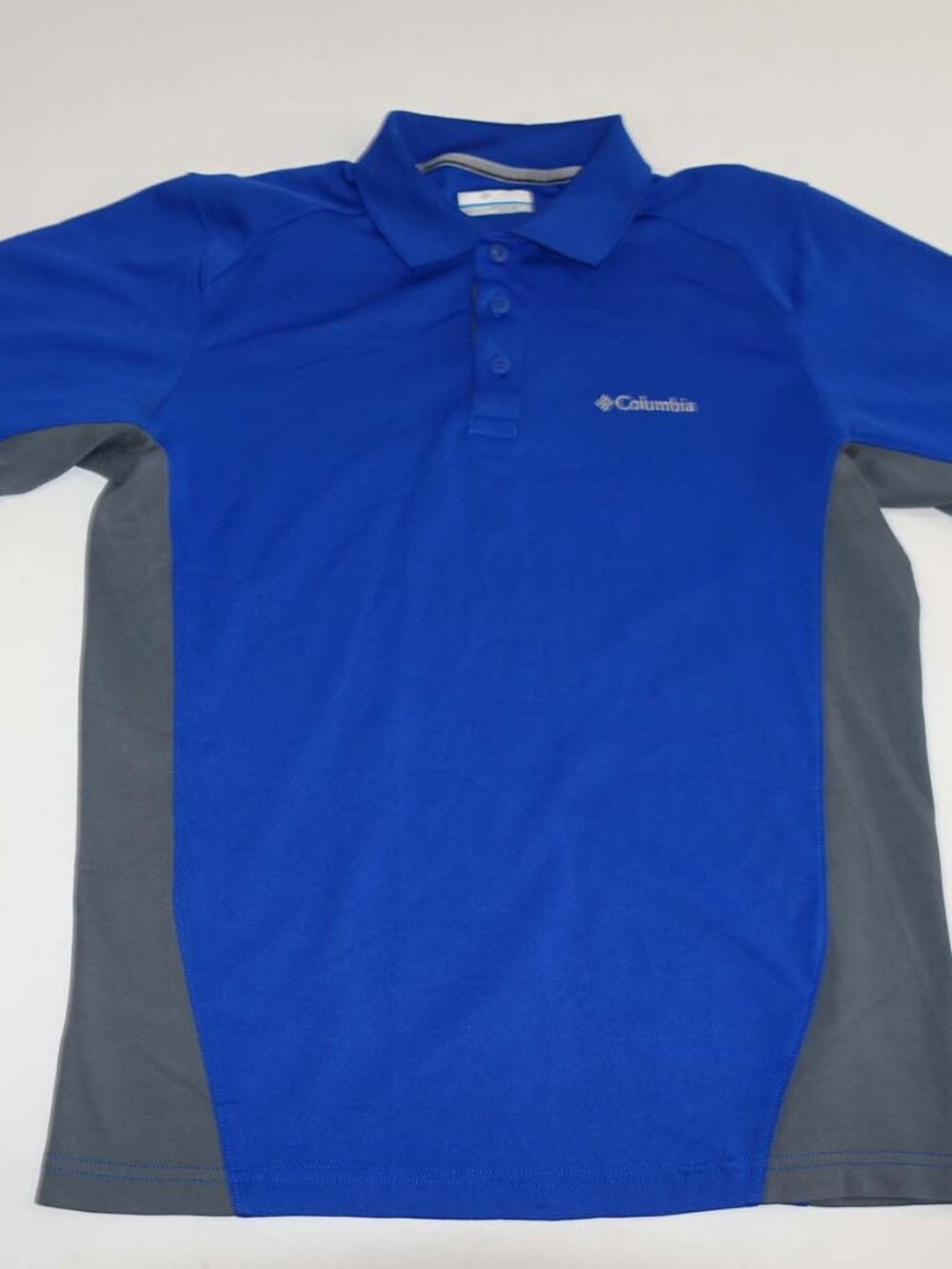 Columbia Men's Colorblock Performance Polo Shirt Small Short Sleeves Blue Gray S